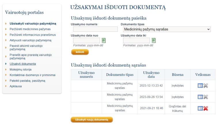 Medicininiu Vairuotojo Sveikatos Pazymu Sarasas